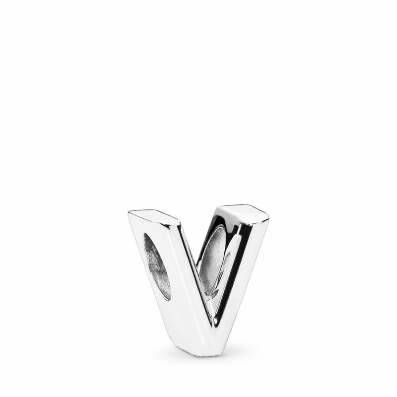 Pandora Letter V Charm - Sterling Silver - Canada | ES7099FU